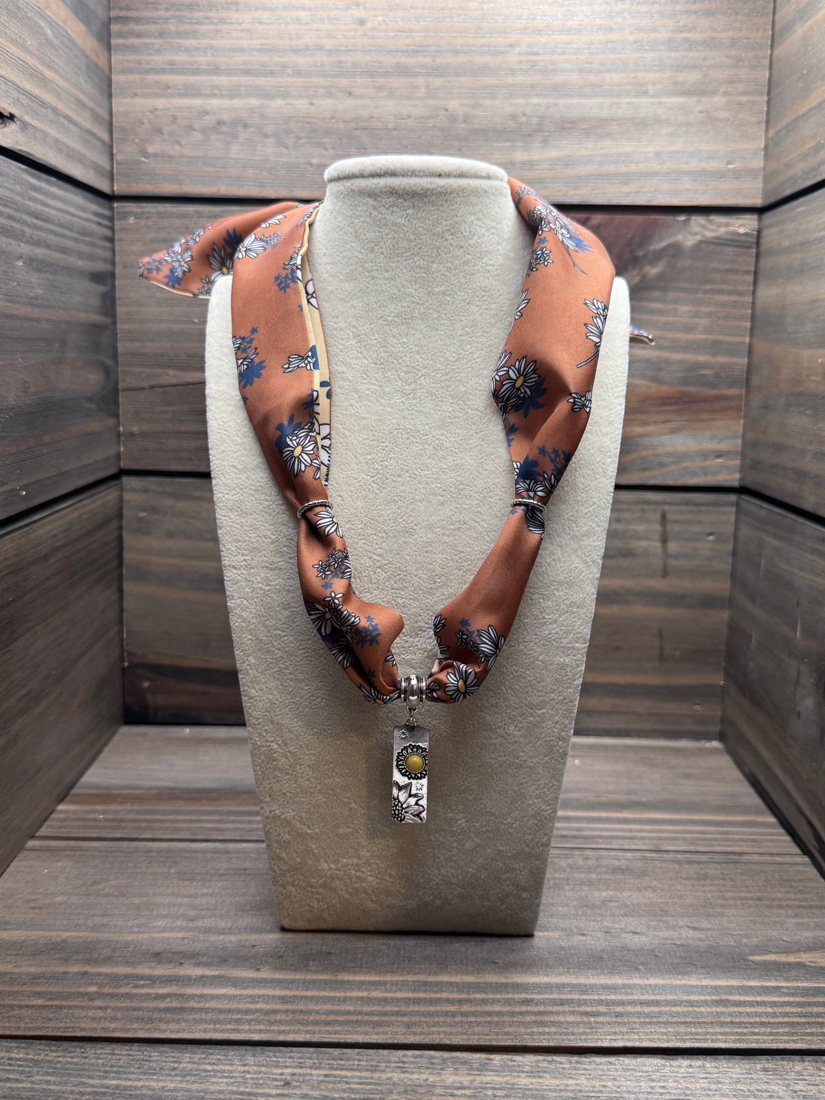 Golden Hour Wildflower - Rust Colored Floral Charm Necklace
