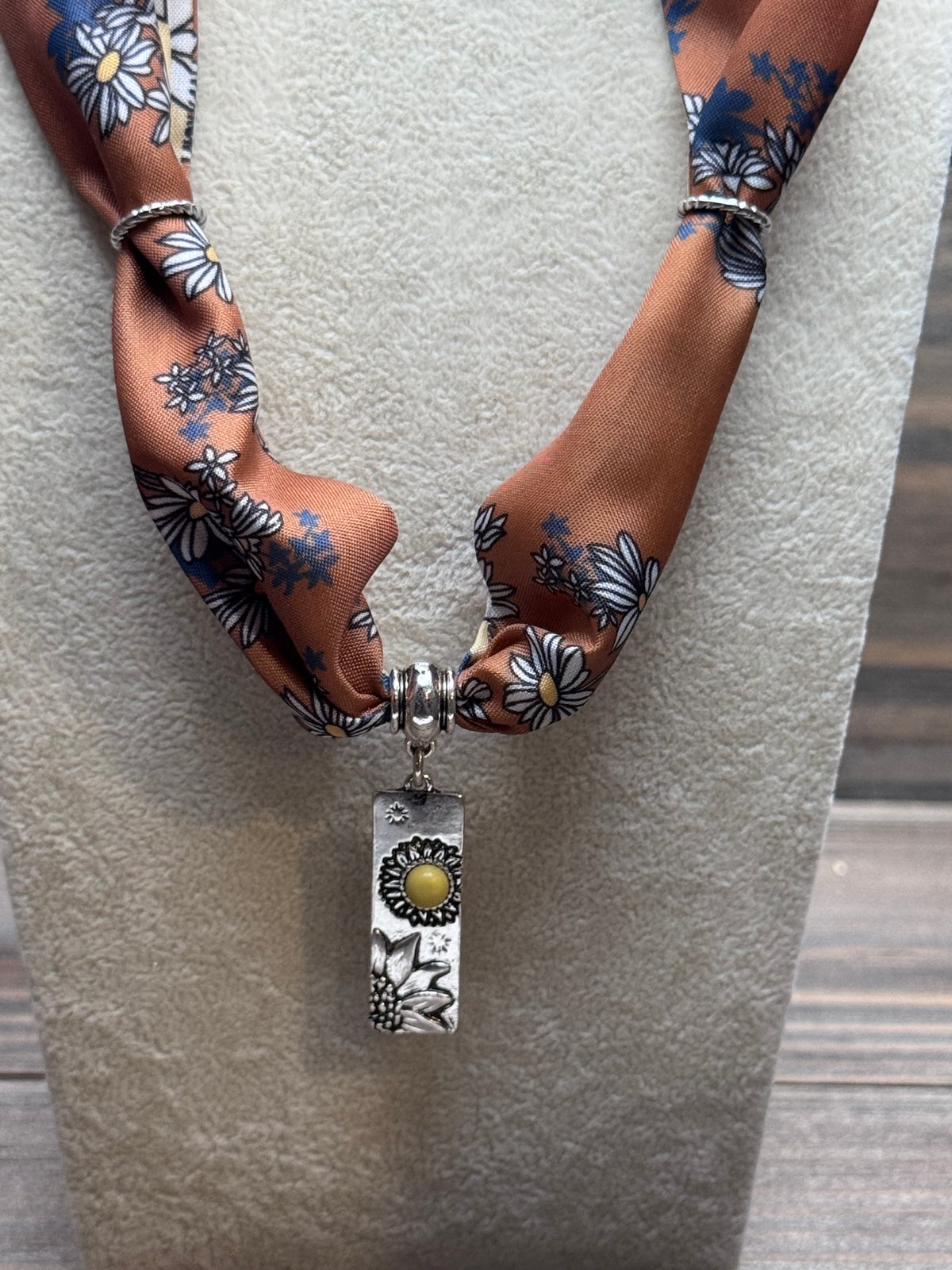 Golden Hour Wildflower - Rust Colored Floral Charm Necklace