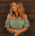 Golden Hour Heart - Navy Bandana western Charm Necklace
