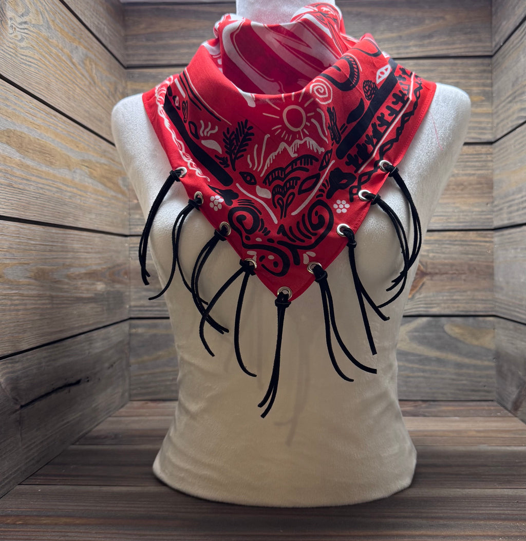 Red Dirt Rebel - Red Western Bandana with Fringe