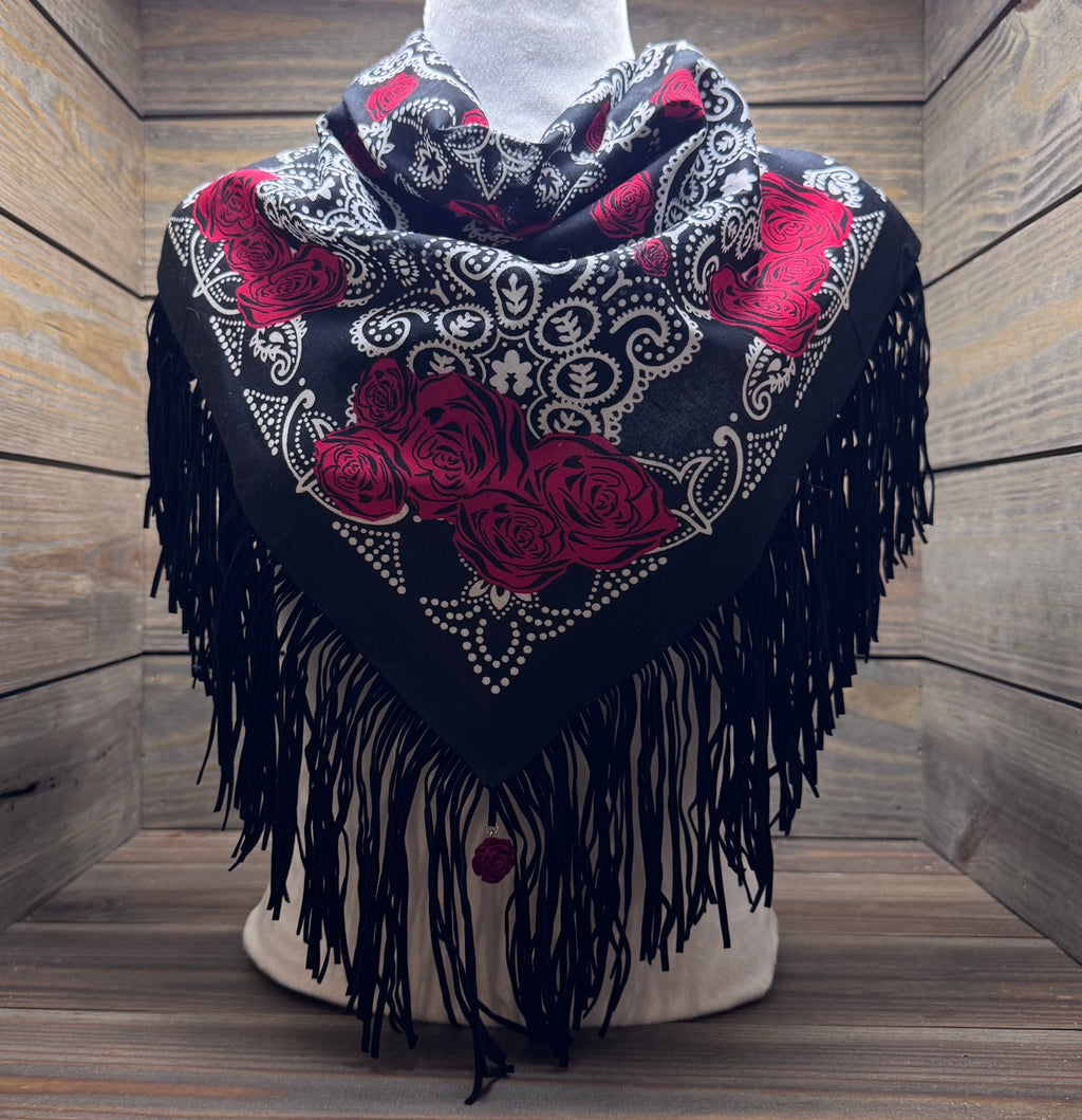 Roses After Midnight - Western Fringe Bandana