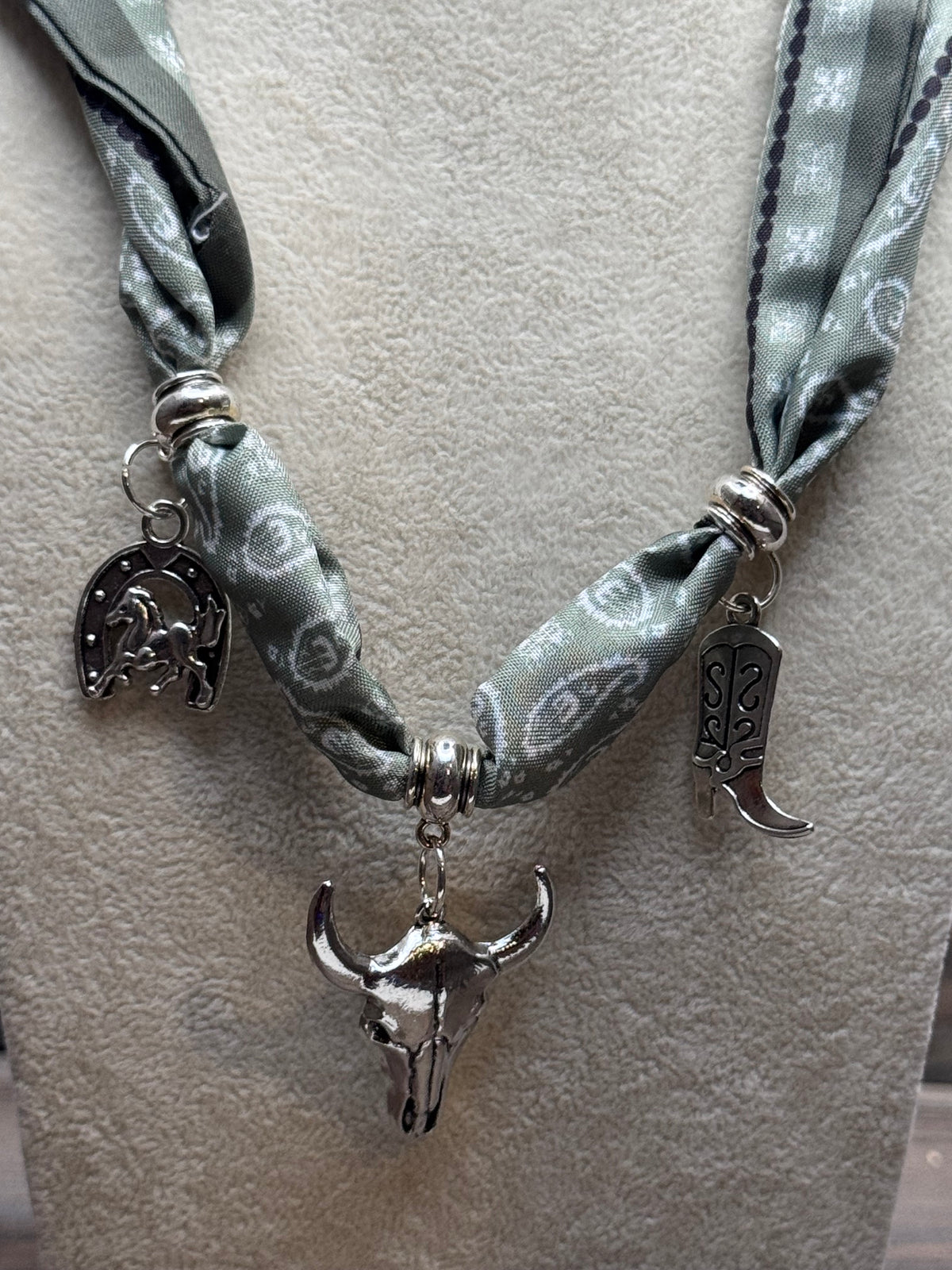 Sagebrush & Silver - Green Western Inspired Charm Necklace