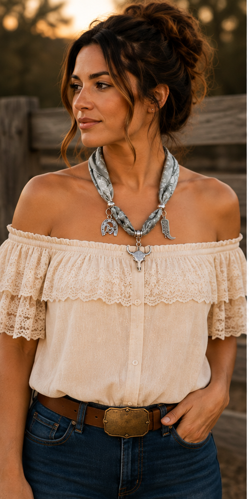 Sagebrush & Silver - Green Western Inspired Charm Necklace