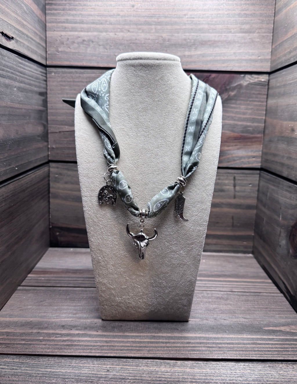 Sagebrush & Silver - Green Western Inspired Charm Necklace