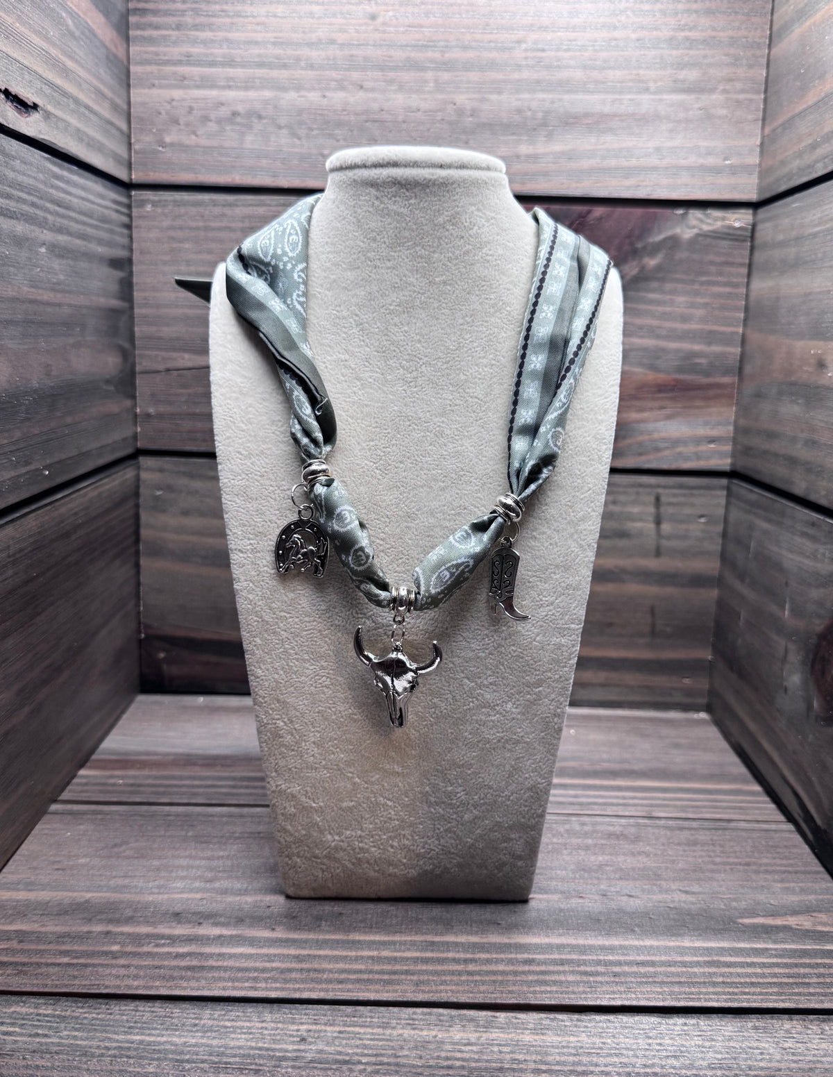 Sagebrush & Silver - Green Western Inspired Charm Necklace