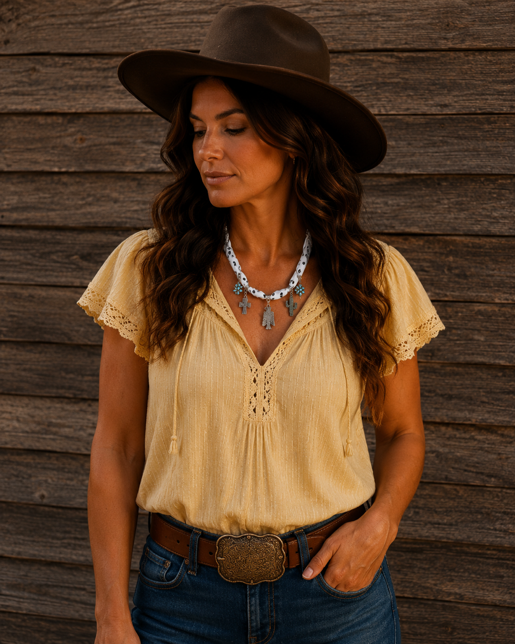 Desert Moon - Western Inspired Turquoise Charm Necklace