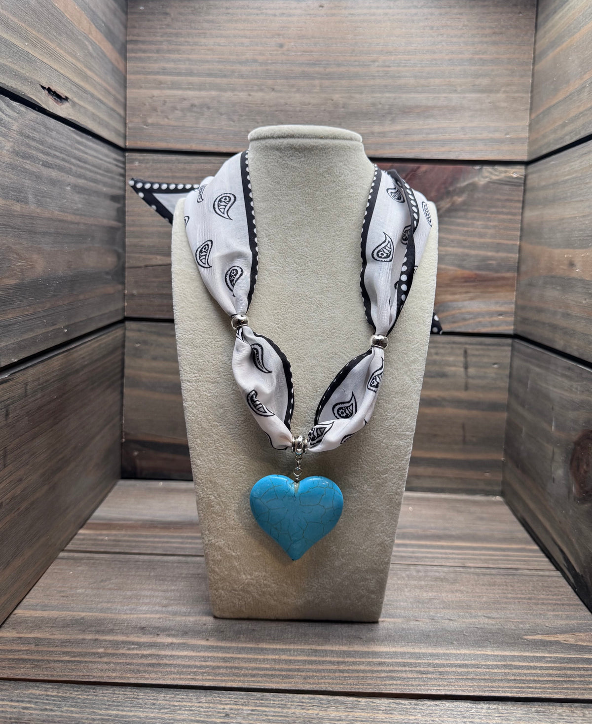 Wild Heart of Mine - Western Inspired Charm Necklace with Turquoise Heart Pendant